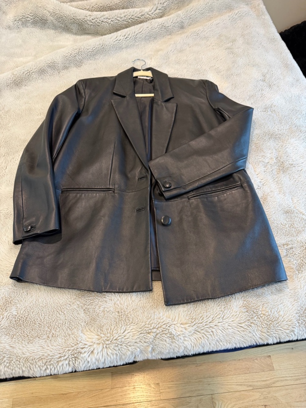 Reclaimed Vintage Black Leather Blazer Jacket